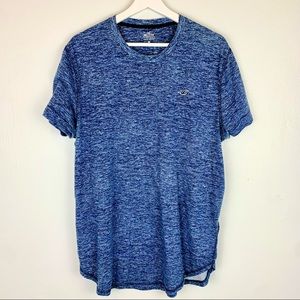 Hollister curved hem blue logo tee